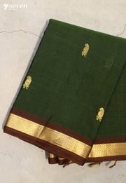 Pallanika Signature Seven Handloom Green Bangalore Pure Cotton Saree - Seven Sarees - Saree - Seven Sarees