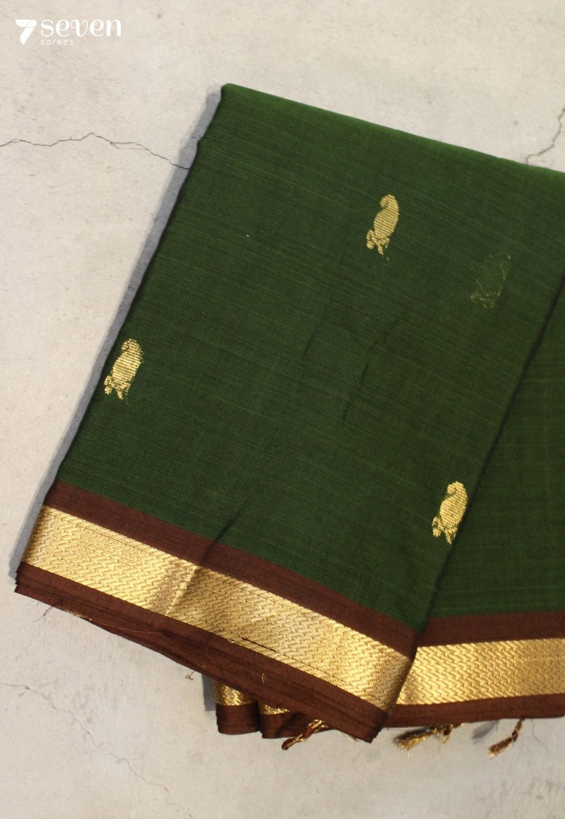 Pallanika Signature Seven Handloom Green Bangalore Pure Cotton Saree - Seven Sarees - Saree - Seven Sarees