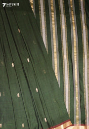 Pallanika Signature Seven Handloom Green Bangalore Pure Cotton Saree - Seven Sarees - Saree - Seven Sarees