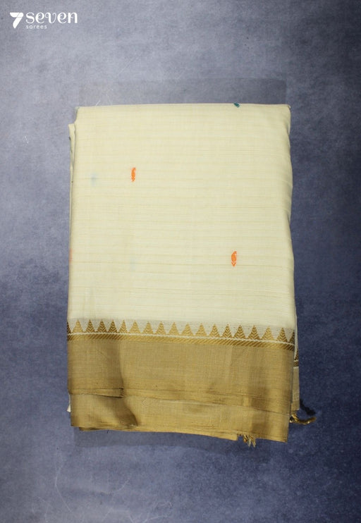 Pallanvi Signature Seven Handloom Off - White Bangalore Pure Cotton Saree - Seven Sarees - Saree - Seven Sarees