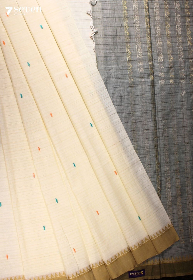 Pallanvi Signature Seven Handloom Off - White Bangalore Pure Cotton Saree - Seven Sarees - Saree - Seven Sarees