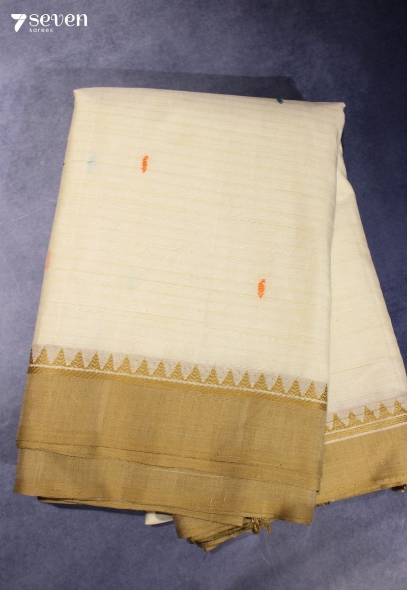 Pallanvi Signature Seven Handloom Off - White Bangalore Pure Cotton Saree - Seven Sarees - Saree - Seven Sarees
