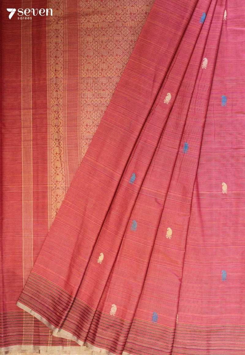 Palosha Signature Seven Handloom Red Bangalore Pure Cotton Saree - Seven Sarees - Saree - Seven Sarees