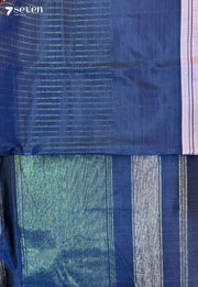 Panai Mist Signature Seven Handloom Navy Blue Bangalore Vegan Silk Saree - Seven Sarees - Saree - Seven Sarees