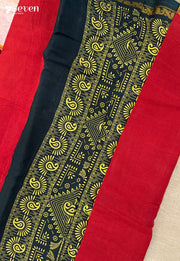 Panneer Poo Madurai Red Handmade Pure Cotton Sungudi Saree - Seven Sarees - Saree - Seven Sarees