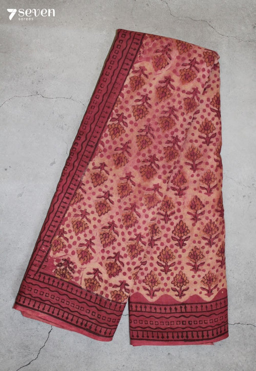 Panvika Jaipur Pink Hand Block Printed Vegetable Dyed 100% Cotton Saree - Seven Sarees - Saree - Seven Sarees