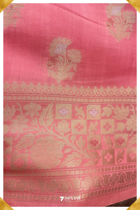 Parbati Benares Pink Pure Silk Saree | Silk Mark Certified - Seven Sarees - Saree - Seven Sarees