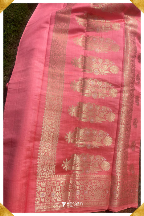 Parbati Benares Pink Pure Silk Saree | Silk Mark Certified - Seven Sarees - Saree - Seven Sarees