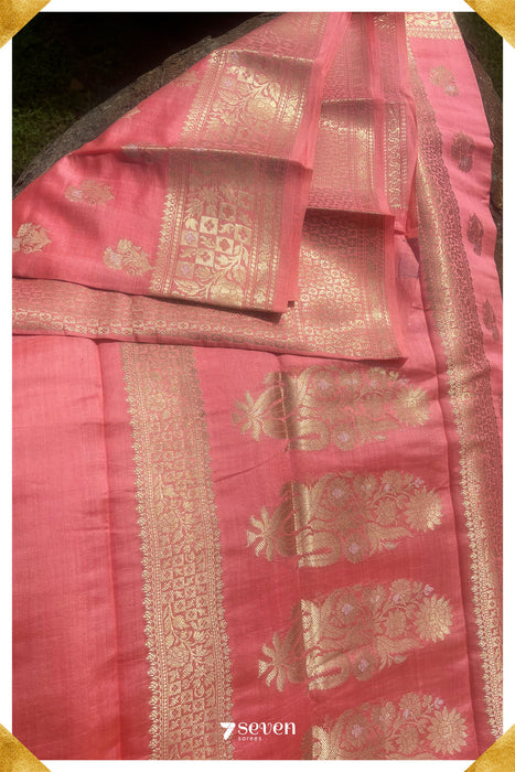 Parbati Benares Pink Pure Silk Saree | Silk Mark Certified - Seven Sarees - Saree - Seven Sarees