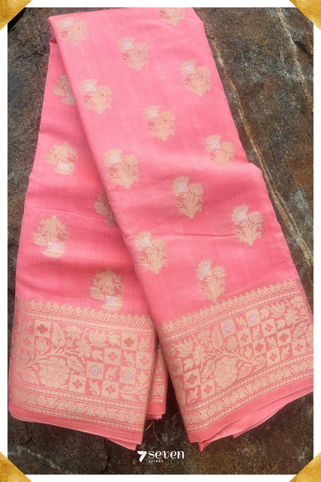 Parbati Benares Pink Pure Silk Saree | Silk Mark Certified - Seven Sarees - Saree - Seven Sarees