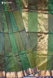 Parivra Maheshwari Handloom Green Silk Cotton Saree - Seven Sarees - Seven Sarees