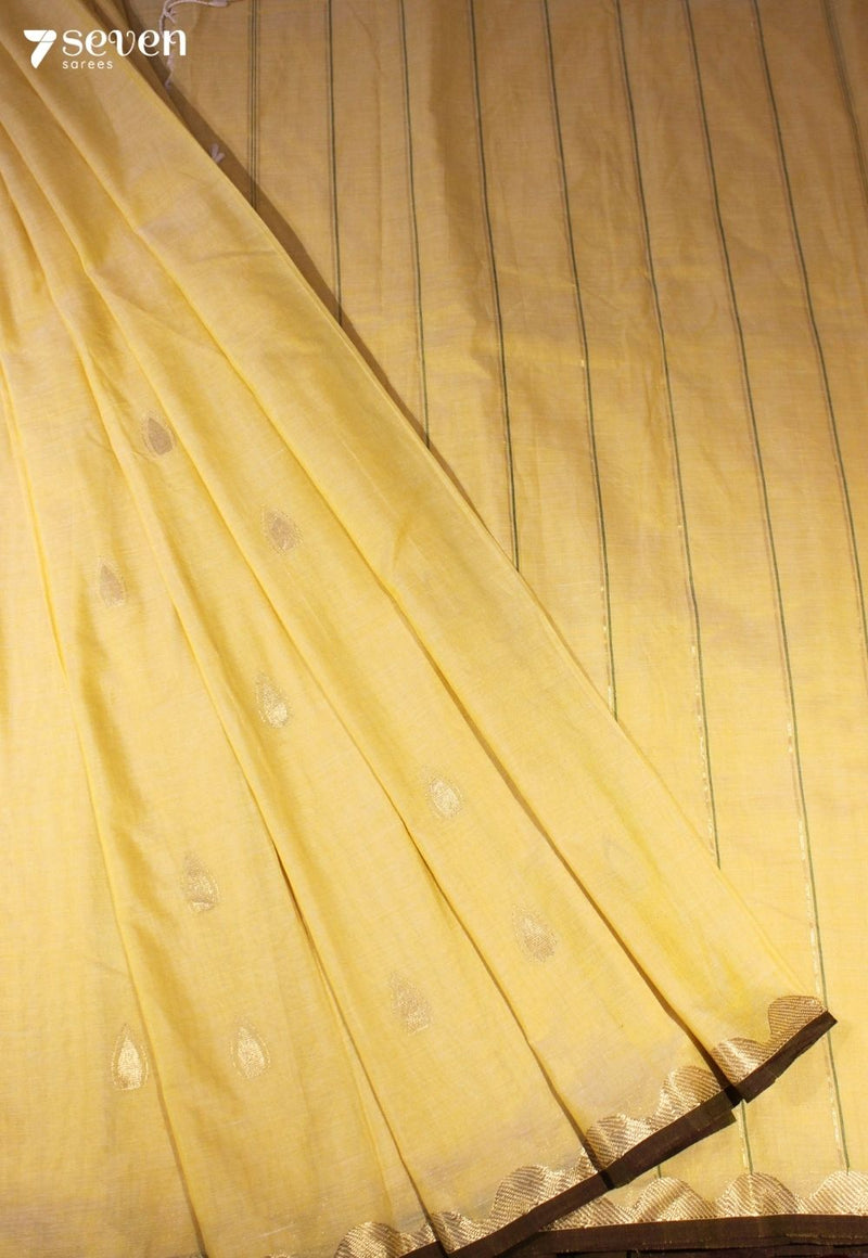 Parnavi Signature Seven Handloom Yellow Bangalore Pure Cotton Saree - Seven Sarees - Saree - Seven Sarees