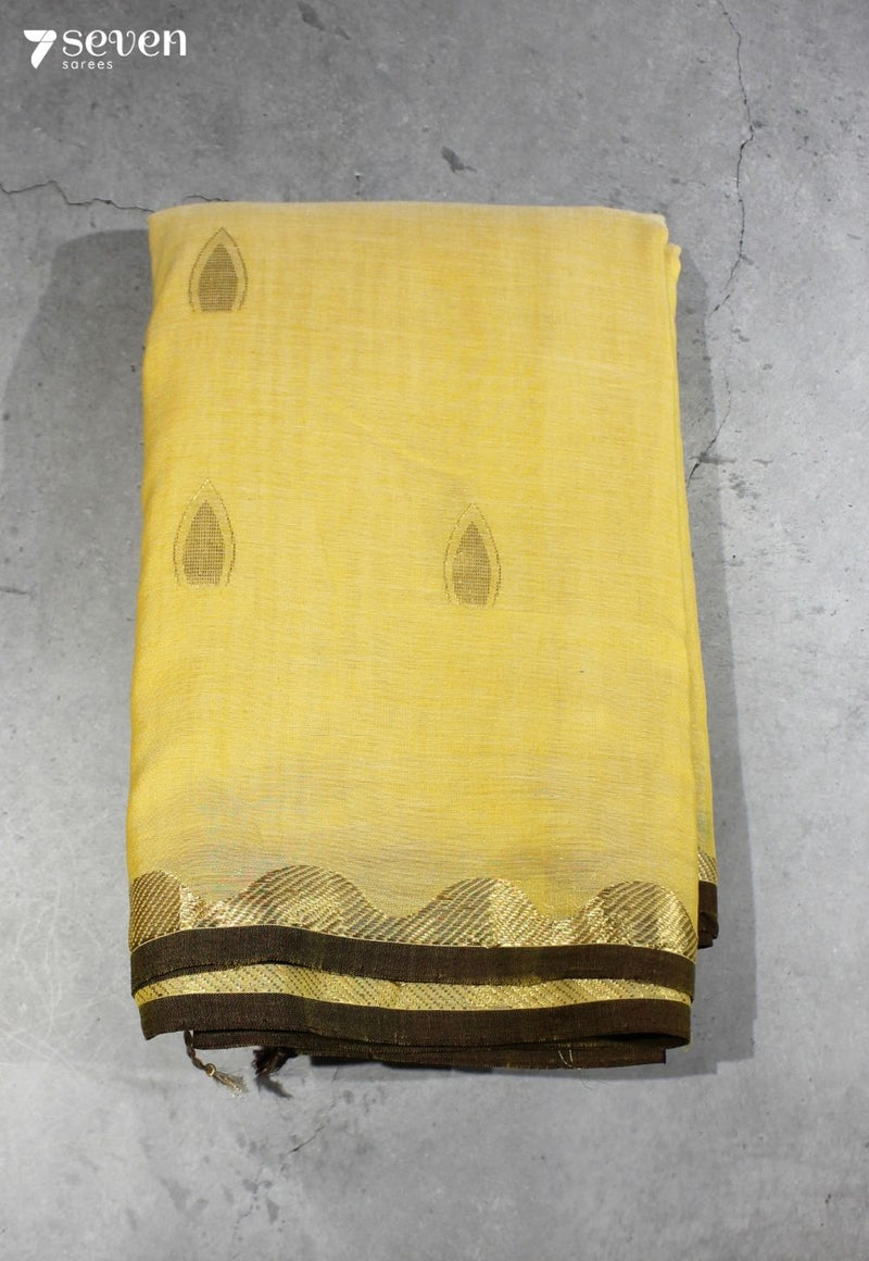 Parnavi Signature Seven Handloom Yellow Bangalore Pure Cotton Saree - Seven Sarees - Saree - Seven Sarees