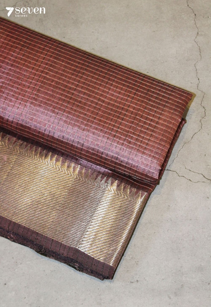 Parnesha Mangalagiri Handloom Pink Silk Cotton Checked Saree - Seven Sarees - Saree - Seven Sarees
