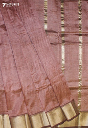 Parnesha Mangalagiri Handloom Pink Silk Cotton Checked Saree - Seven Sarees - Saree - Seven Sarees