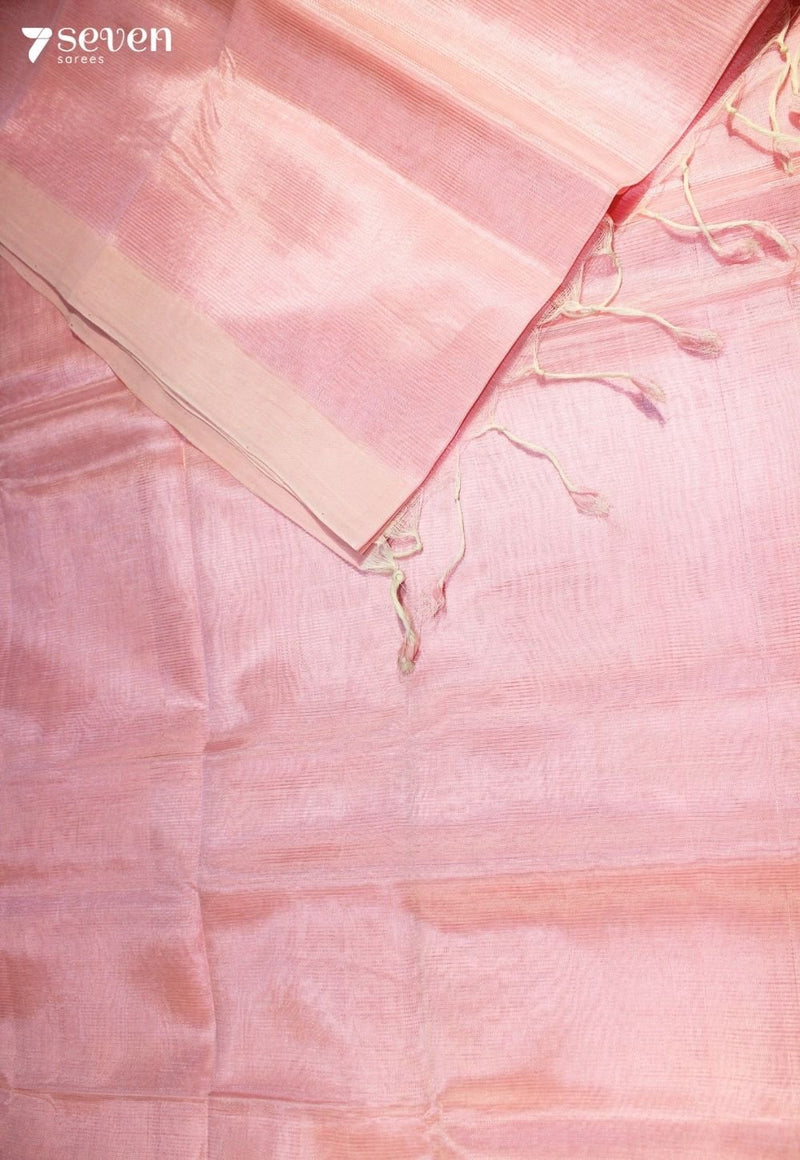 Parusha Mangalagiri Handloom Pink Vegan Silk Saree - Seven Sarees - Saree - Seven Sarees