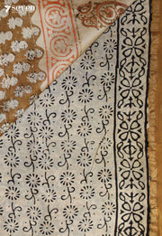 Parushi Jaipur Blue Hand Block Printed Silk Cotton Saree - Seven Sarees - Saree - Seven Sarees