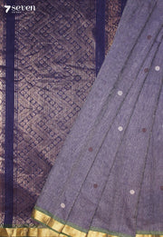 Parvaya Signature Seven Handloom Blue Bangalore Pure Cotton Saree - Seven Sarees - Saree - Seven Sarees