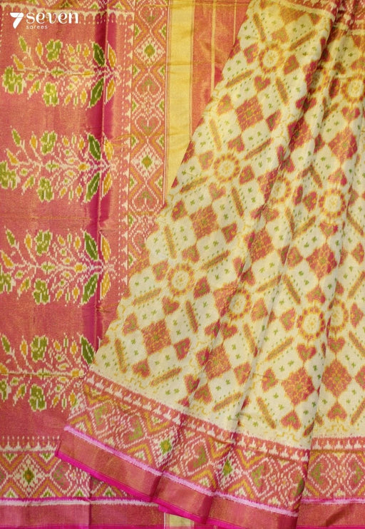 Pashori Patola Handloom Single Ikkat Pink Pure Silk Saree (All Over Tissue) - Seven Sarees - Saree - Seven Sarees