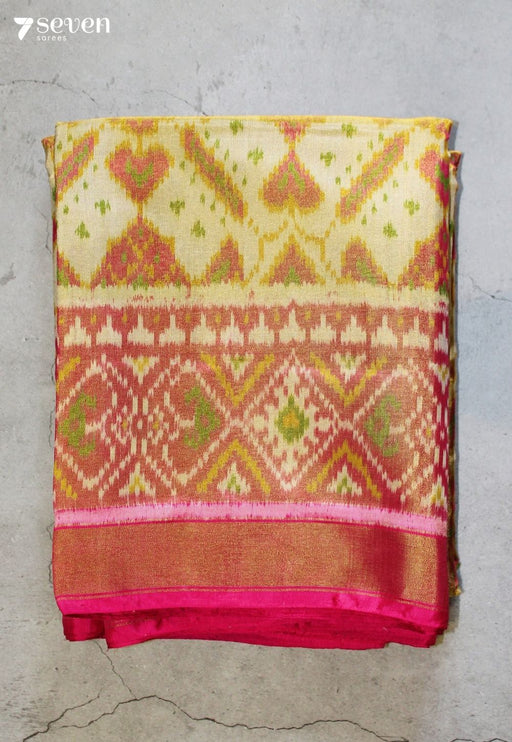 Pashori Patola Handloom Single Ikkat Pink Pure Silk Saree (All Over Tissue) - Seven Sarees - Saree - Seven Sarees