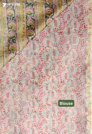 Payanvi Jaipur Yellow Hand Block Printed Silk Cotton Saree - Seven Sarees - Saree - Seven Sarees