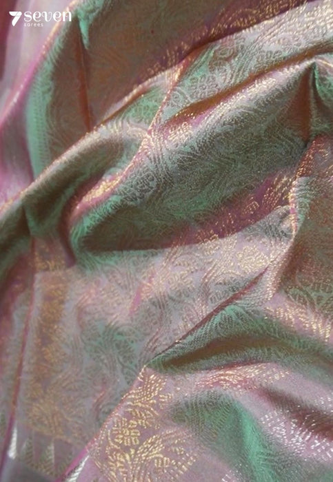 Peach Love Signature Seven Handloom Pink Bangalore Pure Silk Saree|Silk Mark Certified - Seven Sarees - Saree - Seven Sarees