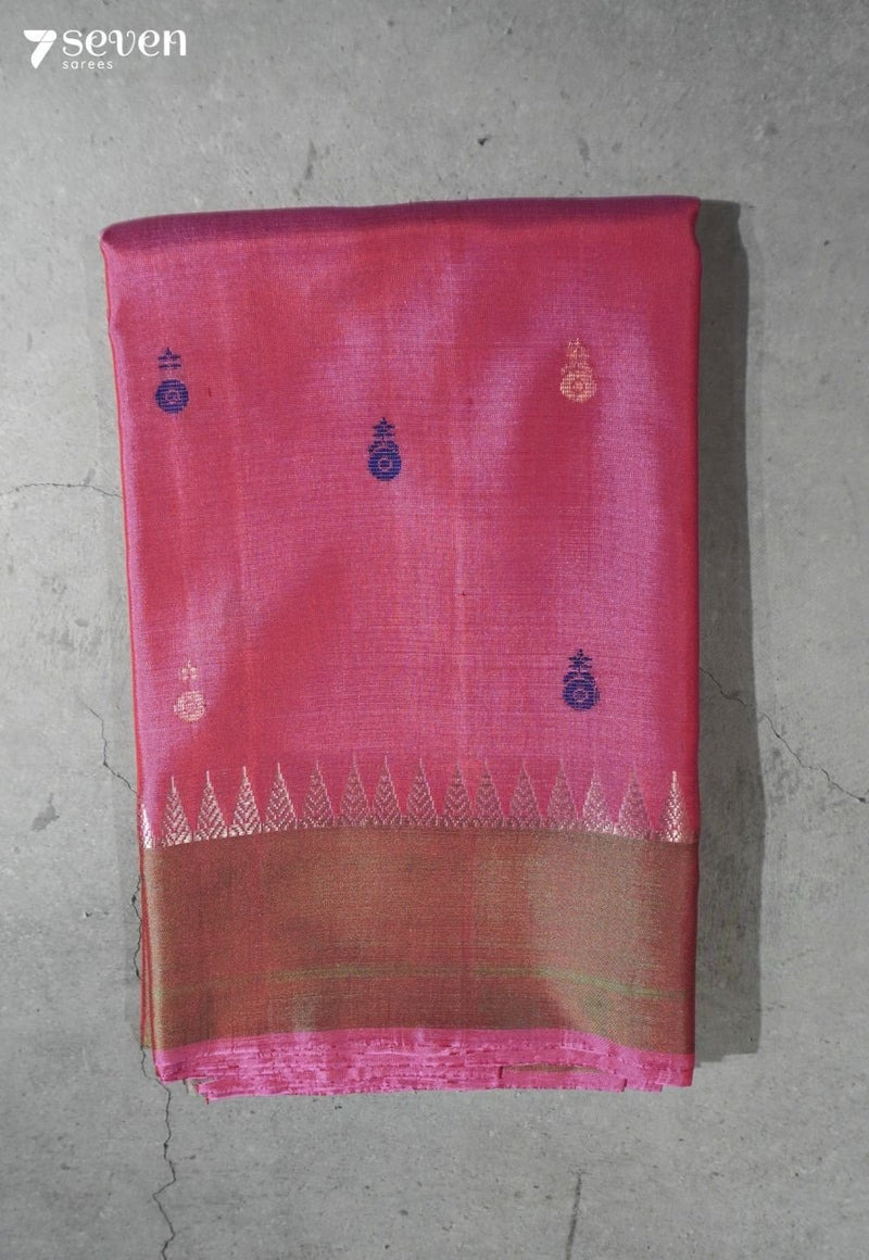 Peach Love Signature Seven Handloom Pink Bangalore Pure Silk Saree|Silk Mark Certified - Seven Sarees - Saree - Seven Sarees