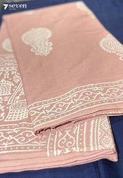Peach Tree Post Jaipur Pink Handblock 100% Cotton Saree - Seven Sarees - Saree - Seven Sarees
