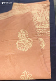 Peach Tree Post Jaipur Pink Handblock 100% Cotton Saree - Seven Sarees - Saree - Seven Sarees
