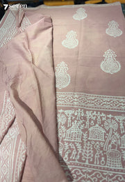 Peach Tree Post Jaipur Pink Handblock 100% Cotton Saree - Seven Sarees - Saree - Seven Sarees
