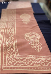 Peach Tree Post Jaipur Pink Handblock 100% Cotton Saree - Seven Sarees - Saree - Seven Sarees