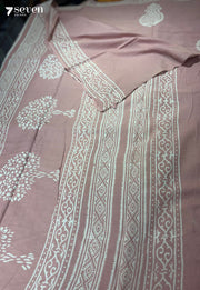 Peach Tree Post Jaipur Pink Handblock 100% Cotton Saree - Seven Sarees - Saree - Seven Sarees