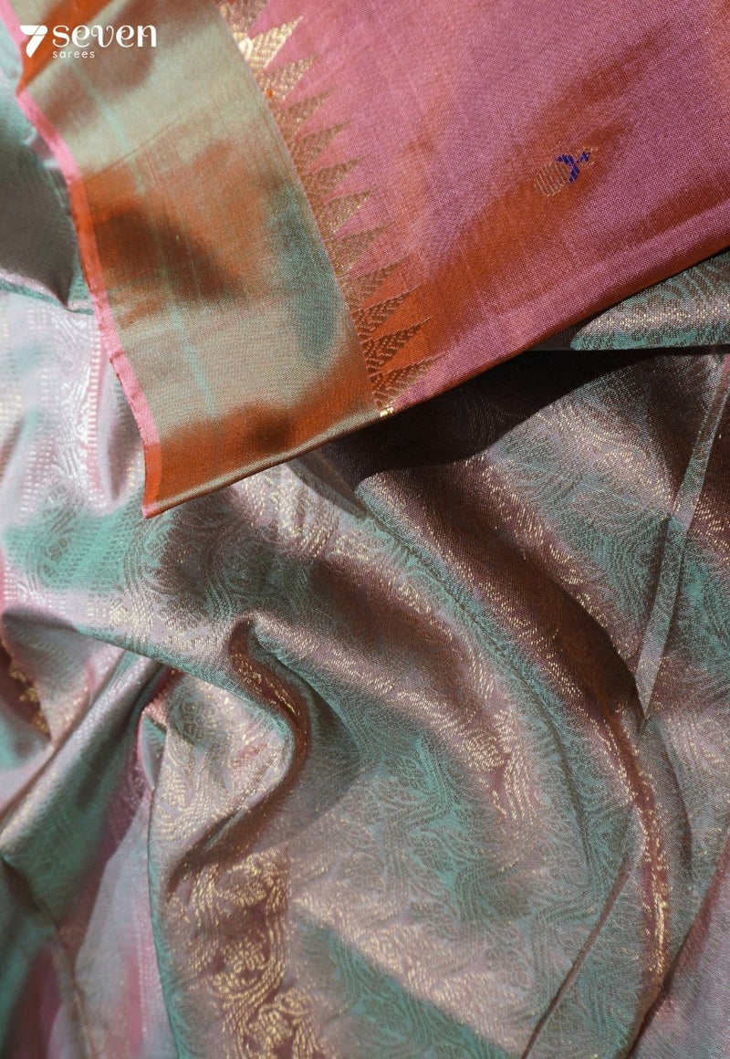 Pear Static Signature Seven Handloom Pink Bangalore Pure Silk Saree|Silk Mark Certified - Seven Sarees - Saree - Seven Sarees