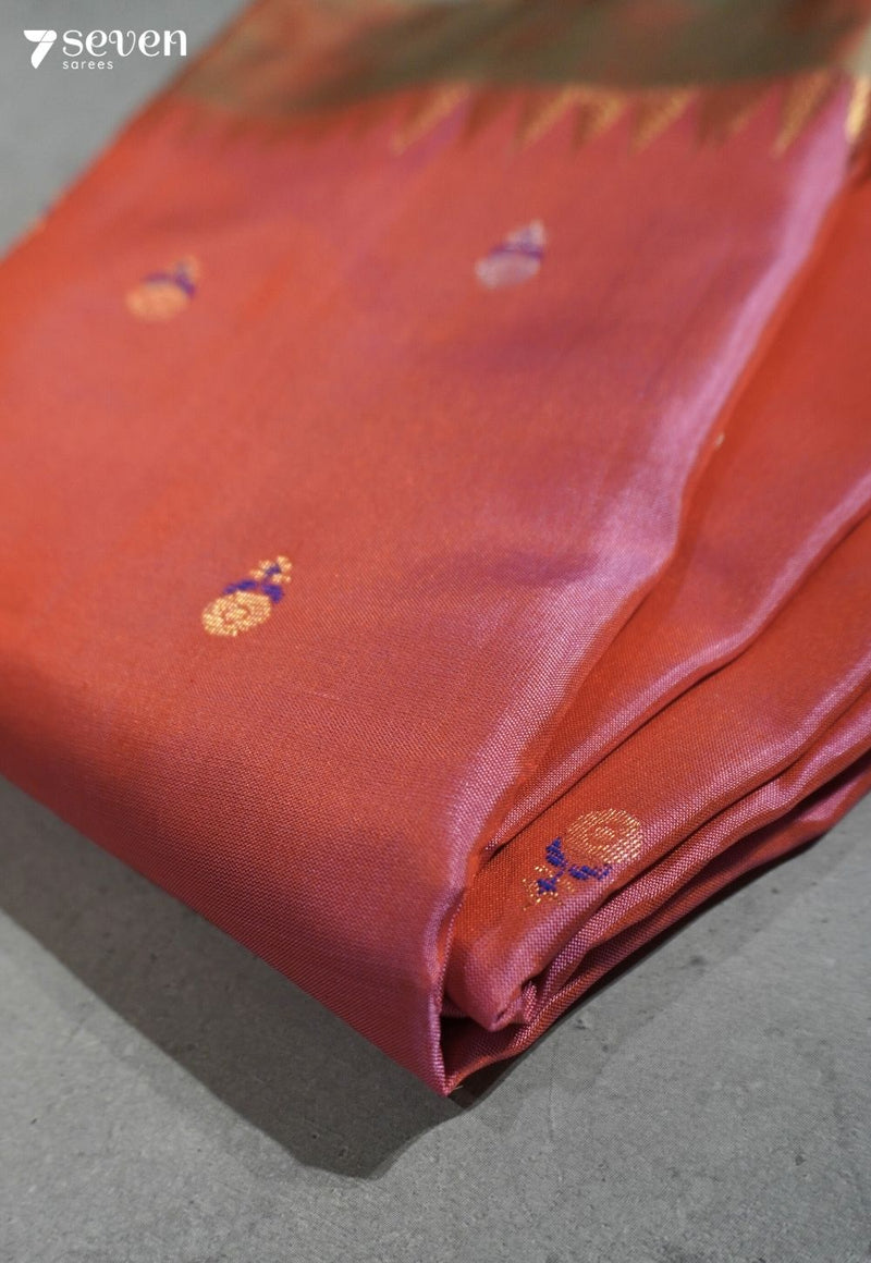 Pear Static Signature Seven Handloom Pink Bangalore Pure Silk Saree|Silk Mark Certified - Seven Sarees - Saree - Seven Sarees