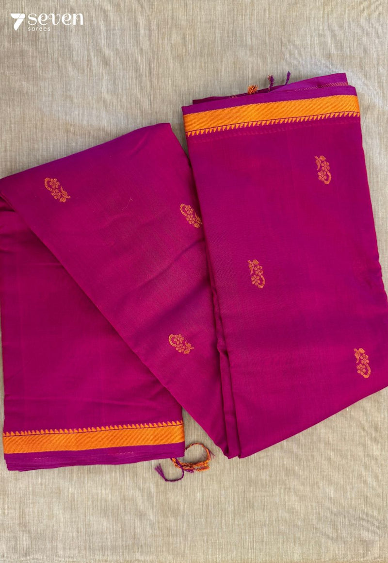 Pearl Drift Signature Seven Handloom Pink Bangalore Pure Cotton Saree - Seven Sarees - Saree - Seven Sarees