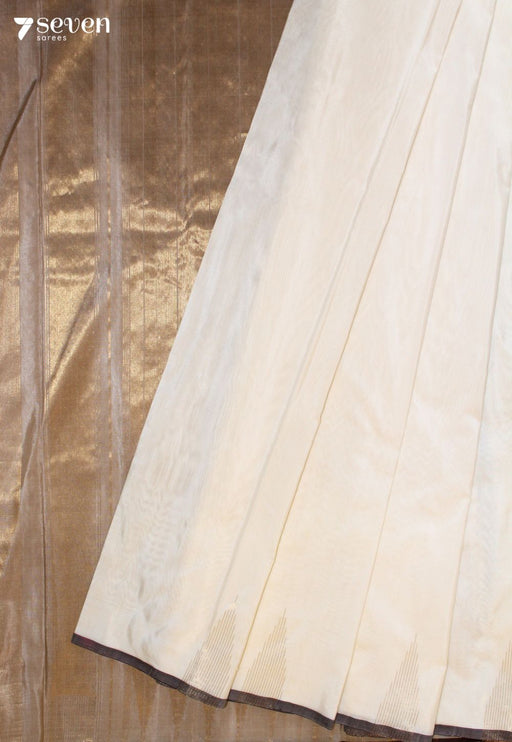 Pemari Signature Seven Handloom Off-White Bangalore Pure Silk Cotton Saree - Seven Sarees - Saree - Seven Sarees