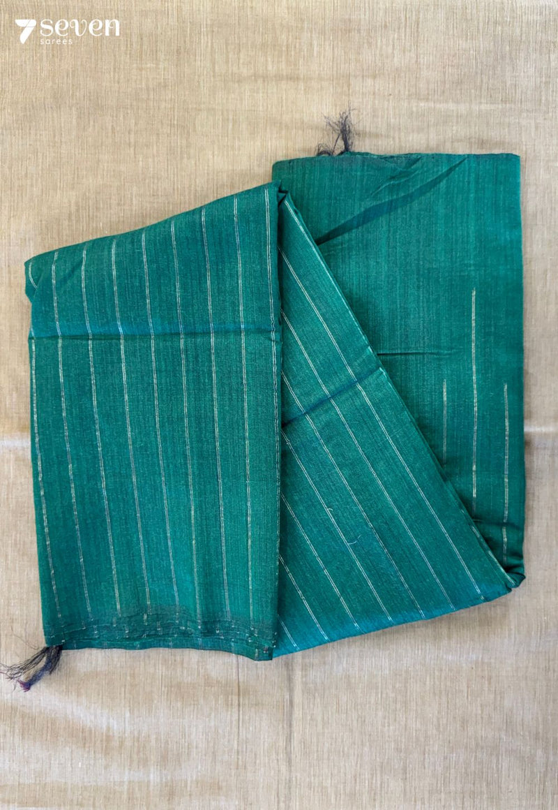 Peppermint Chattisgarh Green Pure Tussar Silk Saree | Silk Mark Certified - Seven Sarees - Saree - Seven Sarees