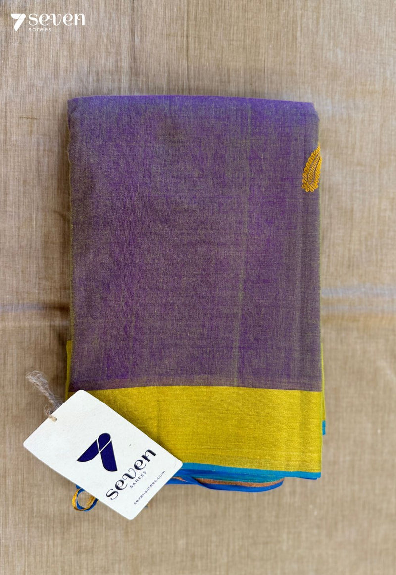 Petal Dusk Signature Seven Handloom Grey Bangalore Pure Cotton Saree - Seven Sarees - Saree - Seven Sarees