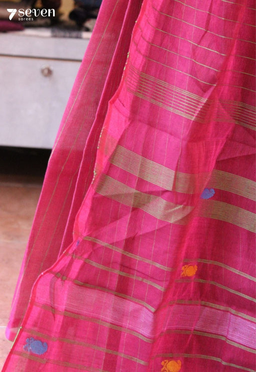 Petal sage Signature Seven Handloom Red Bangalore Pure Cotton Saree - Seven Sarees - Saree - Seven Sarees