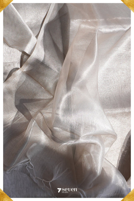 Phoebe Benarasi Special Silver Pure silk tissue saree - Seven Sarees - Saree - Seven Sarees