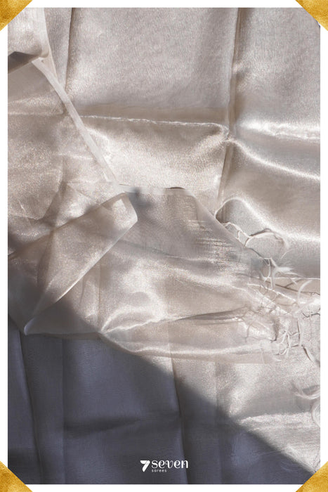 Phoebe Benarasi Special Silver Pure silk tissue saree - Seven Sarees - Saree - Seven Sarees