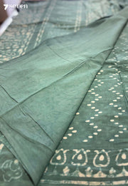 Pinecone Picnic Jaipur Blue Handblock 100% Cotton Saree - Seven Sarees - Saree - Seven Sarees