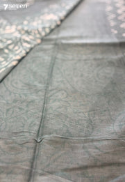 Pinecone Picnic Jaipur Blue Handblock 100% Cotton Saree - Seven Sarees - Saree - Seven Sarees