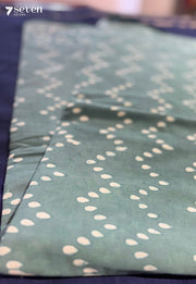 Pinecone Picnic Jaipur Blue Handblock 100% Cotton Saree - Seven Sarees - Saree - Seven Sarees