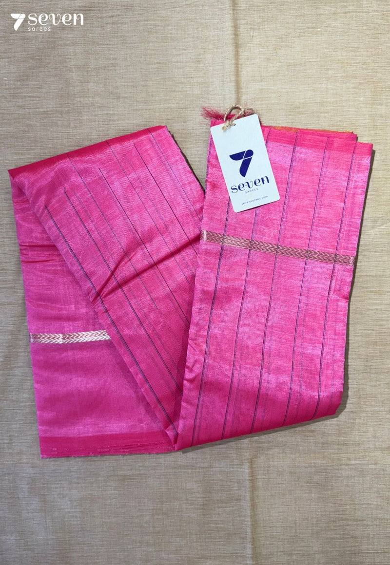 Pink Symphony Signature Seven Handloom Pink Bangalore Vegan Silk Saree - Seven Sarees - Saree - Seven Sarees