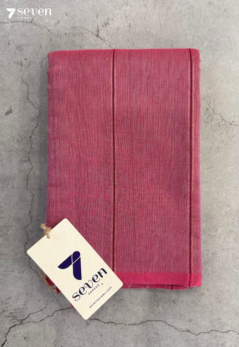 Pink Tracks Signature Seven Handloom Dark Pink Bangalore Pure Cotton Saree - Seven Sarees - Saree - Seven Sarees