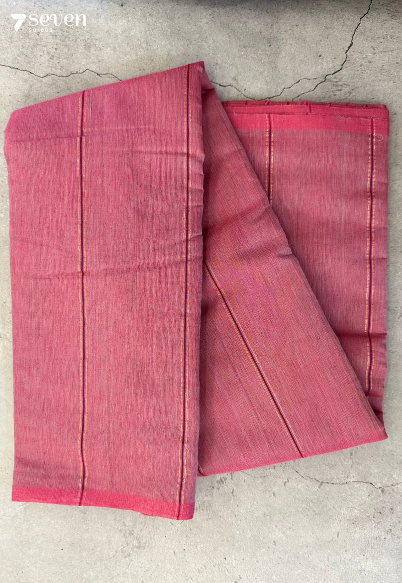 Pink Tracks Signature Seven Handloom Dark Pink Bangalore Pure Cotton Saree - Seven Sarees - Saree - Seven Sarees