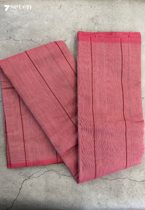 Pink Tracks Signature Seven Handloom Pink Bangalore Pure Cotton Saree - Seven Sarees - Saree - Seven Sarees