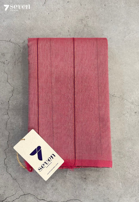 Pink Tracks Signature Seven Handloom Pink Bangalore Pure Cotton Saree - Seven Sarees - Saree - Seven Sarees