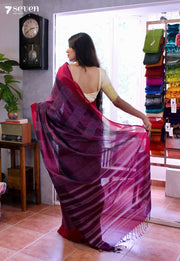 Plum Whispers Signature Seven Handloom Pink Bangalore Vegan Silk Saree - Seven Sarees - Saree - Seven Sarees